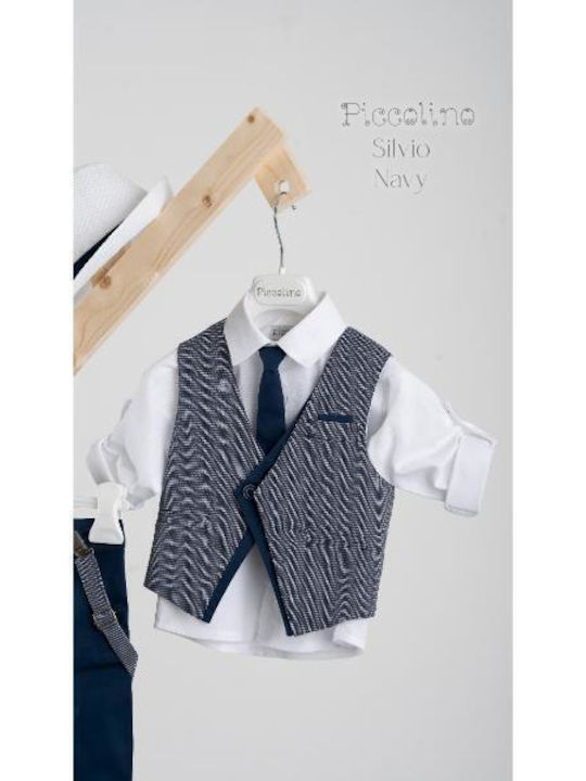 Piccolino Βαπτιστικό Κοστούμι με Γιλέκο για Αγόρι Silvio Navy 6τμχ
