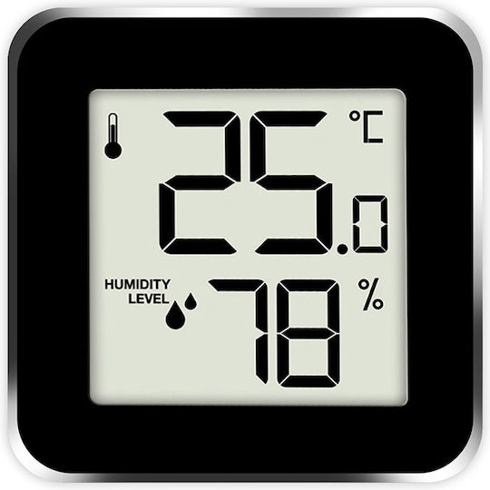 Life Alu Mini Indoor Thermometer & Hygrometer Tabletop / Wall Mounted Black-Aluminum