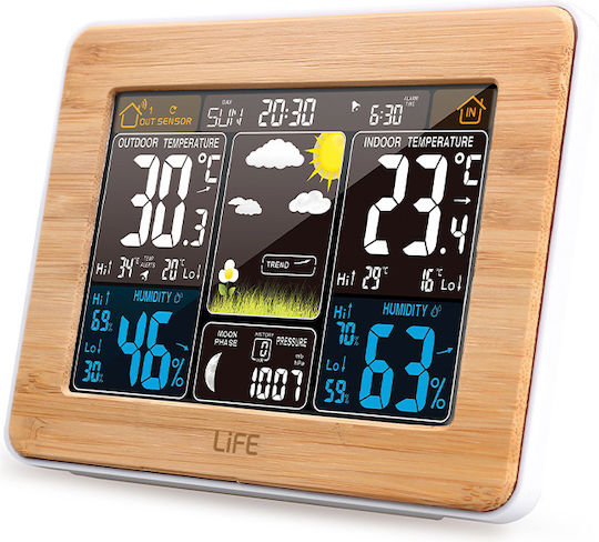 Life Rainforest Bamboo Edition Wireless Digital Weather Station Tabletop Brown