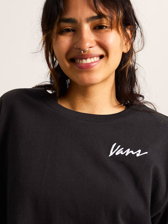 Classic Script Women's Crop Top Cotton Short Sleeve Black
