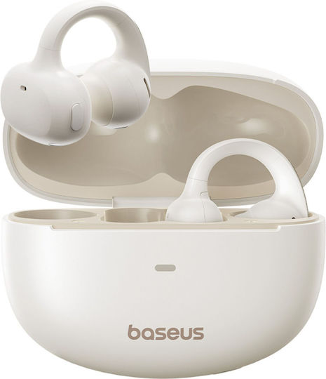 Baseus Bowie MC1 Open Ear Bluetooth Handsfree Ακουστικά με Αντοχή στον Ιδρώτα και Θήκη Φόρτισης Λευκά