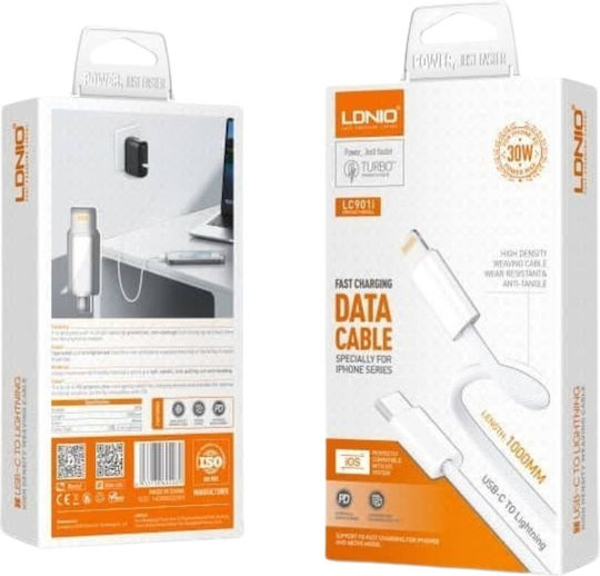 Ldnio USB-C to Lightning Cable 30W Λευκό 1m