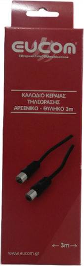 Eucom Antenna Cable Coax male - Coax female Black 3m (20-50-003-Μ) 1pcs