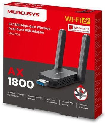 Mercusys Ma72xh USB Network Adapter With Wireless Wi-Fi Connection 574Mbps