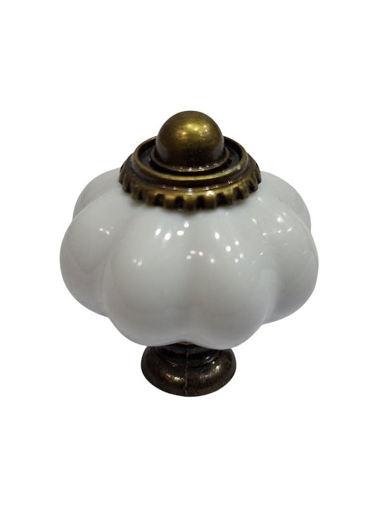 ACM Antic Buton Mobilier din Plastic & Zamak & Metal White-plastic Bronze-metal 30mm (Distanța între Centre 30mm) 11988-000-PLA1 1buc