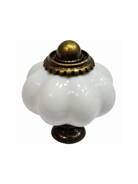 ACM Antique Knob Furniture made of Plastic & Zamak & Metallic White-plastic Bronze-metal 30mm (Center Distance 30mm) 11988-000-PLA1 1pcs