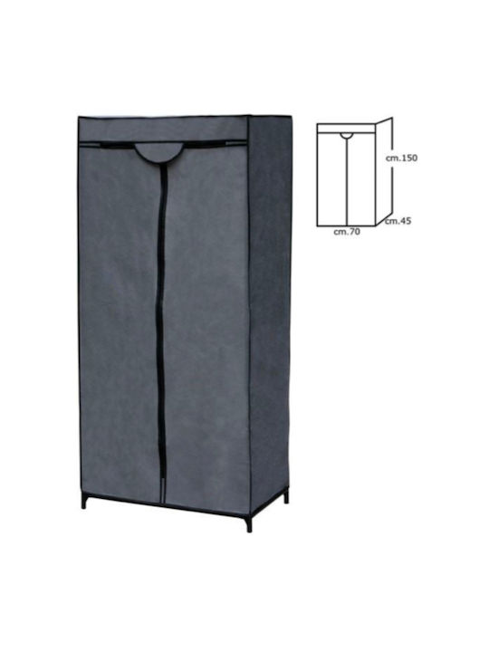 Dulap din material textil cu fermoar în culoarea Gri 70x45x150cm