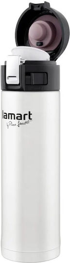 Lamart SS Vacuum Flask Branche Bottle Thermos Stainless Steel 420ml White with Mouthpiece