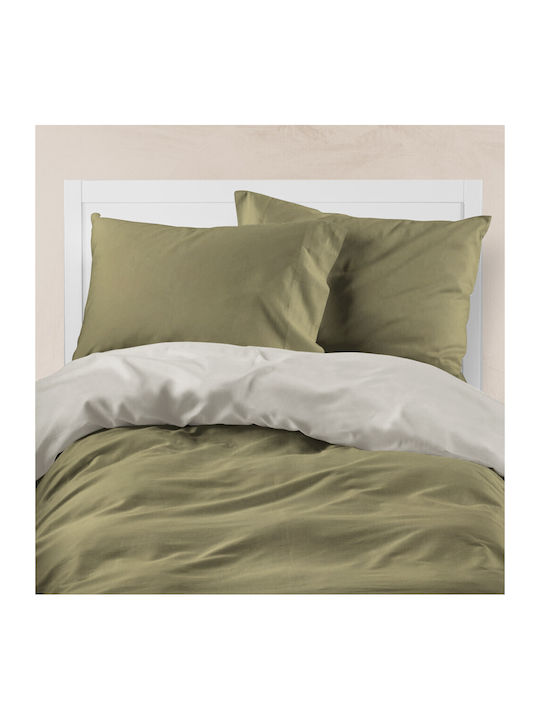 Borea Duvet Cover Cotton Queen 220x240 Petrol-yellow