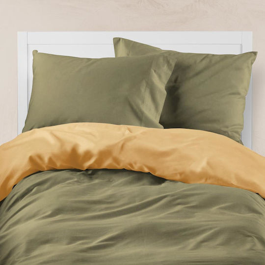 Borea Duvet Cover Cotton Queen 220x240 Petrol-yellow