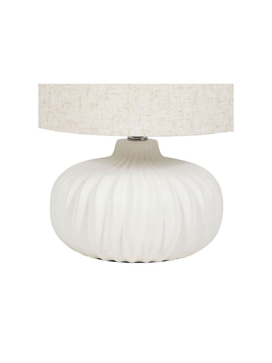 Ostaria Ceramic Table Lamp for Socket E27 with Beige Shade and White Base
