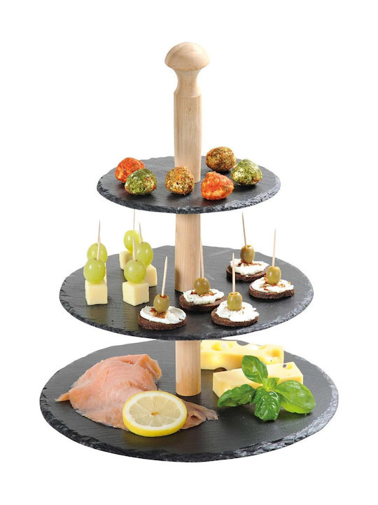 Kesper Stone Dessert Tower Stand with 3 Tiers Black