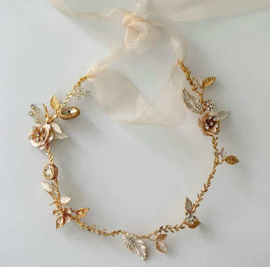 Versailles Handmade Wreath Decorated with Crystals Small Metallic Roses