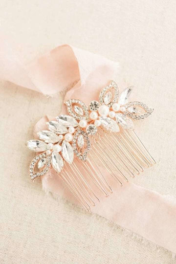 Rose Gold Bridal Comb..χτενάκι Ροζ Χρυσό Λαμπερά Κρύσταλλα