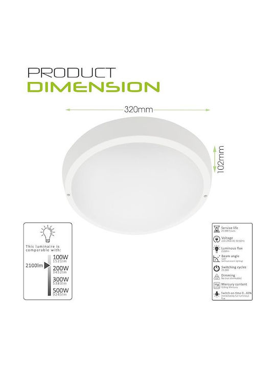 Deckenleuchte für den Außenbereich mit integriertem LED in Weiß Farbe