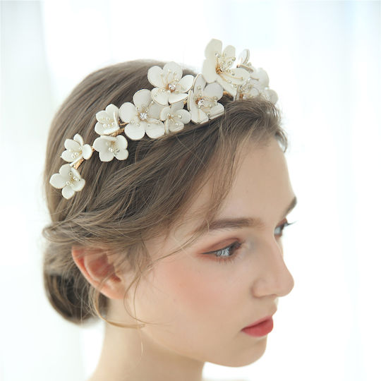''marina'' Handmade Leather Floral Bridal Crown