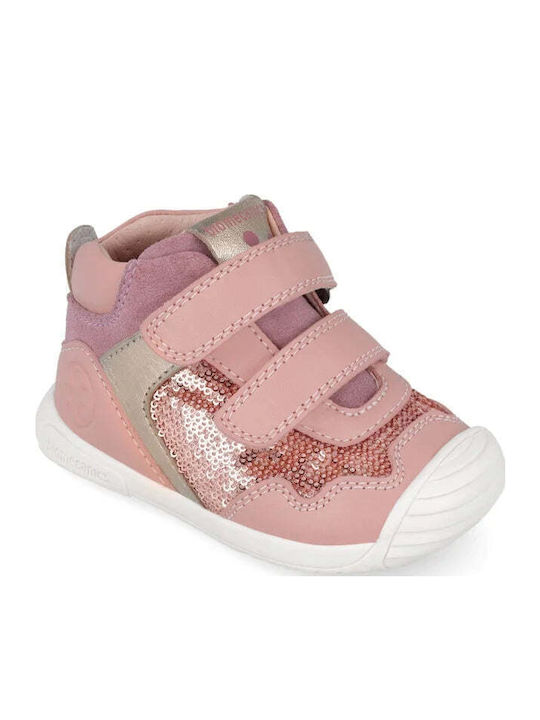 Παιδικά Sneakers High Ανατομικά με Σκρατς Ροζ