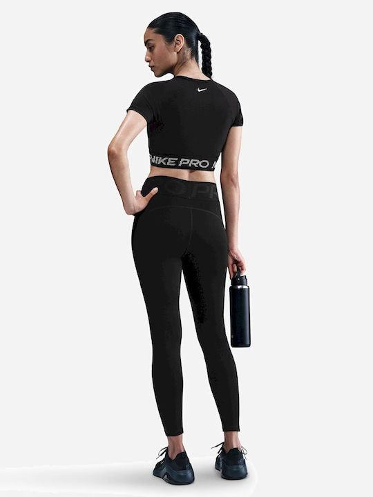 Women's Sports Crop Top Short Sleeve Dri-Fit Black