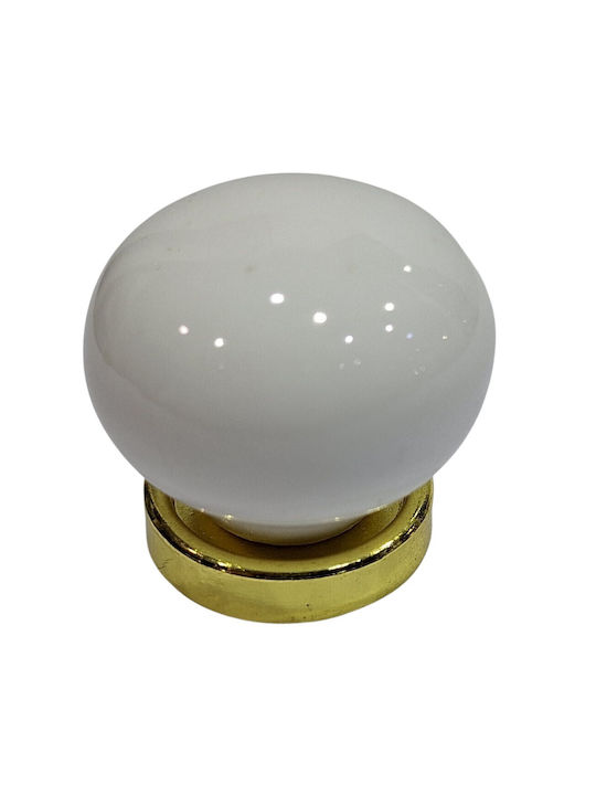 Premier Antic Buton Mobilier din Porțelan & Metal & Zamak Gold-matte 31mm (Distanța între Centre 31mm) 12001-000-ARG1 1buc