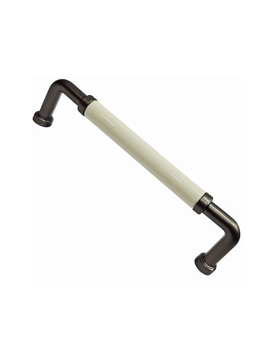 Premier Mâner Mobilier din Porțelan & Zamak & Metal Black 142mm (Distanța între Centre 128mm) 11994-128-BRZ1 1buc