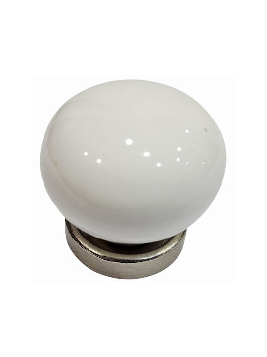 Premier Antique Knob Furniture made of Porcelain & Metallic & Zamak Nickel-matt 31mm (Center Distance 31mm) 12000-000-ARG1 1pcs