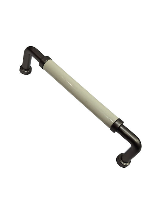 Premier Handle Furniture made of Porcelain & Zamak & Metallic Black 142mm (Center Distance 128mm) 11994-128-BRZ1 1pcs