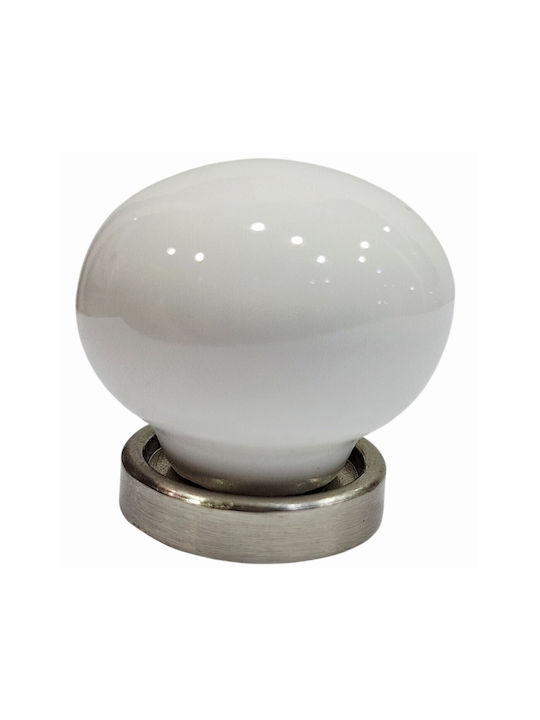 Premier Antique Knob Furniture made of Porcelain & Metallic & Zamak Nickel-matt 31mm (Center Distance 31mm) 12000-000-ARG1 1pcs