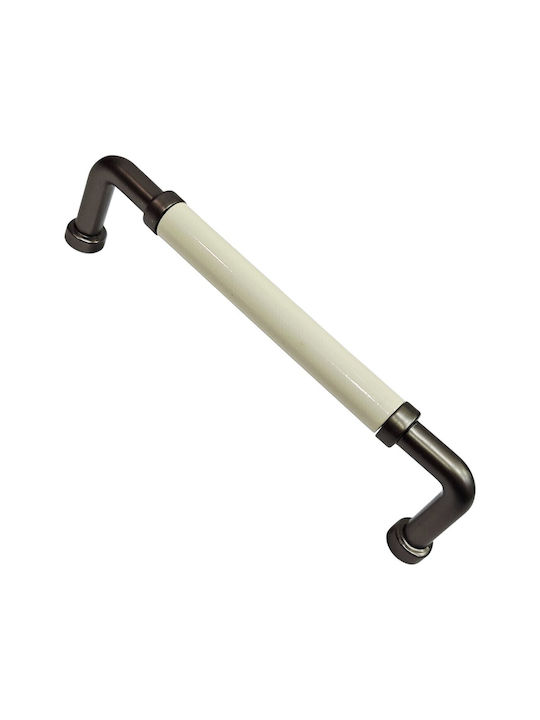 Premier Handle Furniture made of Porcelain & Zamak & Metallic Black 142mm (Center Distance 128mm) 11994-128-BRZ1 1pcs
