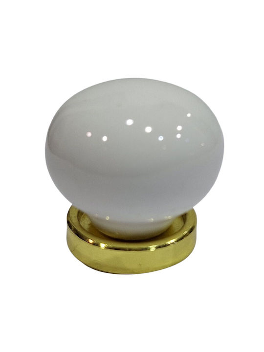 Premier Antique Knob Furniture made of Porcelain & Metallic & Zamak Gold-matte 31mm (Center Distance 31mm) 12001-000-ARG1 1pcs