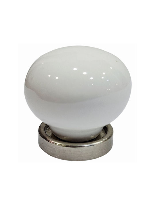 Premier Antique Knob Furniture made of Porcelain & Metallic & Zamak Nickel-matt 31mm (Center Distance 31mm) 12000-000-ARG1 1pcs