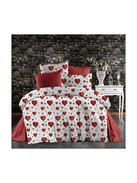 Pillowcase with Envelope Cover White-red 50x70cm.