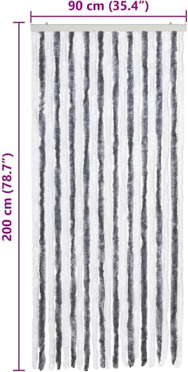 vidaXL Κουρτίνα Πόρτας από Ύφασμα Γκρι-Λευκό 90x200cm 315124