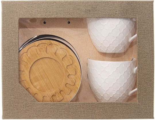 Orion Set Tassen Kaffee aus Porzellan Weiß 250ml 2Stück