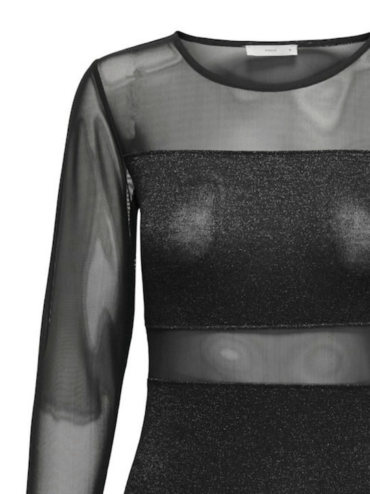 Transparenz Damen-Bodysuit Schwarz
