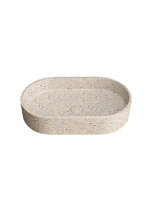 Karag Linus Επικαθήμενος Νιπτήρας Πέτρινος 60x35x12cm Fruitcake