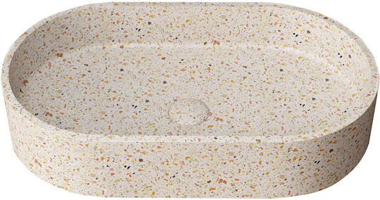 Karag Linus Επικαθήμενος Νιπτήρας Πέτρινος 60x35x12cm Fruitcake