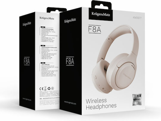 Kruger & Matz F8A Ασύρματα / Ενσύρματα Over Ear Ακουστικά Μπεζ