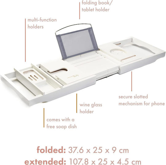 Extendable Bathtub Tray Tranquilbeauty Bamboo White 70-102 Cm Extendable Bathtub Tray Tranquilbeauty Bamboo White 70-102 Cm