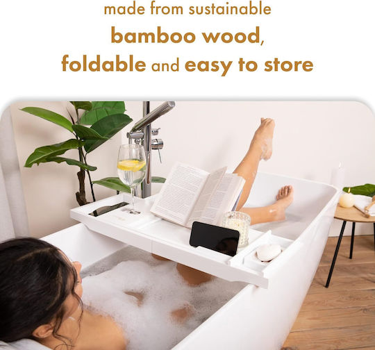 Erweiterbares Badewannenablage Tranquilbeauty Bambus Weiß 70-102 Cm