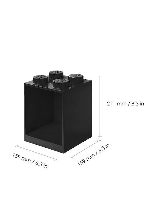 Kids Shelf Box Wall Landscape 4 Studs Floor Black 16x16x21cm