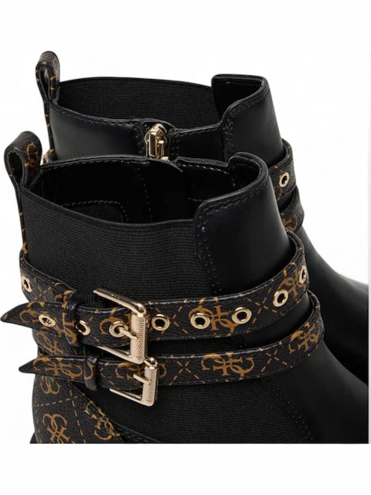 Leder Stiefeletten Damen Schwarz