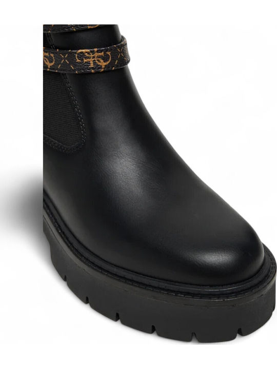 Leder Stiefeletten Damen Schwarz