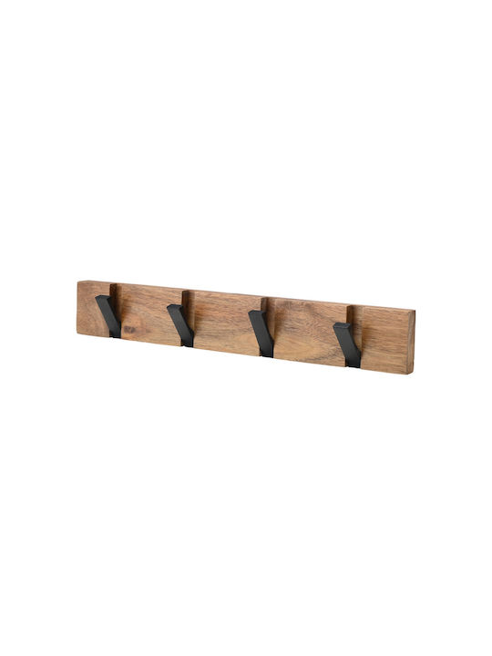 Estia Wooden Wall Hanger 4 Hooks Brown