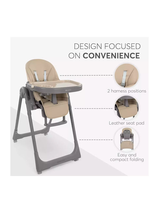Kikka Boo Pastello 2 Foldable Baby Highchair with Adjustable Height Beige