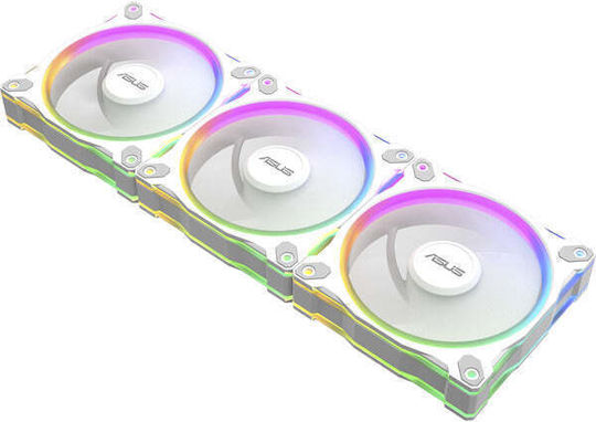 Asus Prime MR120 Reverse Blade Case Fan 1600rpm with ARGB Lighting and 4-Pin PWM Connection 3pcs White