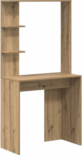Kids Desk with Library made of Melamine Brown 78.5x37x154.5cm