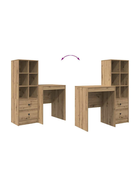 Kids Desk with Library made of Melamine Brown 60x50x76cm