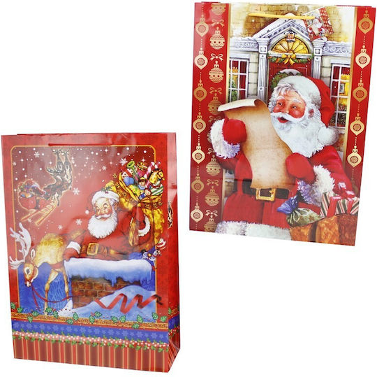 Claus Geantă Hârtie Crăciun Pentru Cadou 30x11x41cm (Desene Și Modele Diverse)