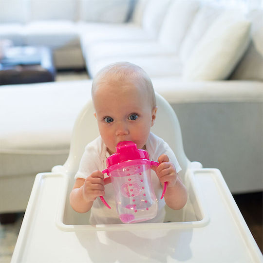 Dr. Brown's Kleinkinderbecher mit Griffen und Strohhalm Baby's First Straw Cup aus Plastik Rosa 270ml für 6m+m+