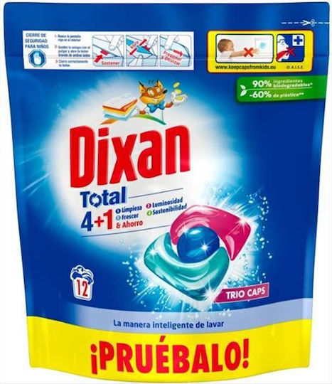 Dixan Total 3+1 Απορρυπαντικό Ρούχων (12 Κάψουλες)